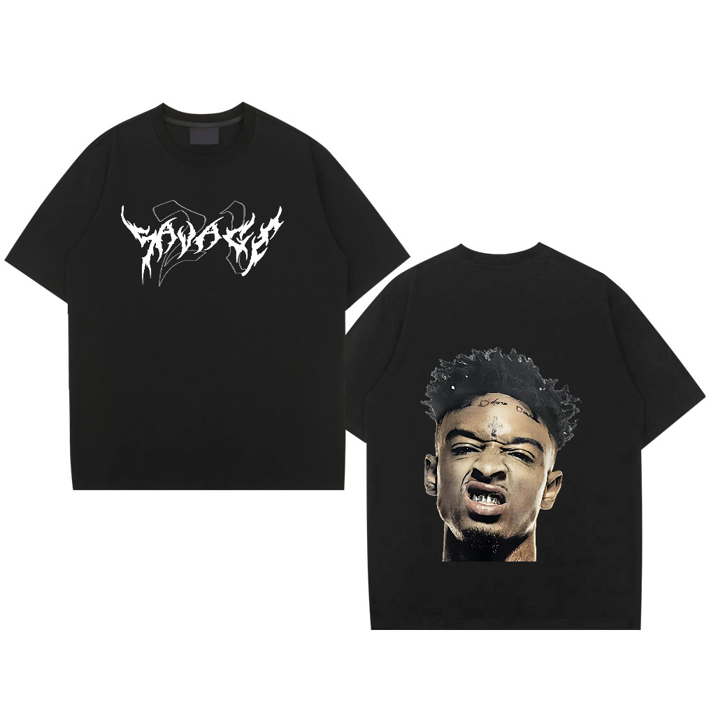 21 Savage การพิมพ์ ผู้ชาย แร็พ สะดวกสบาย แฟชั่น เสื้อยืด