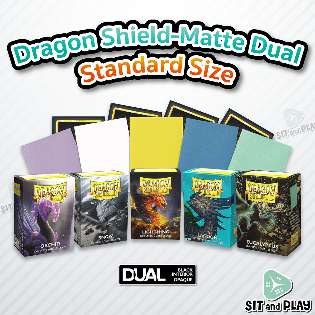 Dragon Shield - 100 Matte Dual Sleeves Standard Size ซองใส่การ์ด 100 ซอง ด้านในสีดำ (มองไม่เห็นหลังการ์ด ใช้ในการแข่ง...