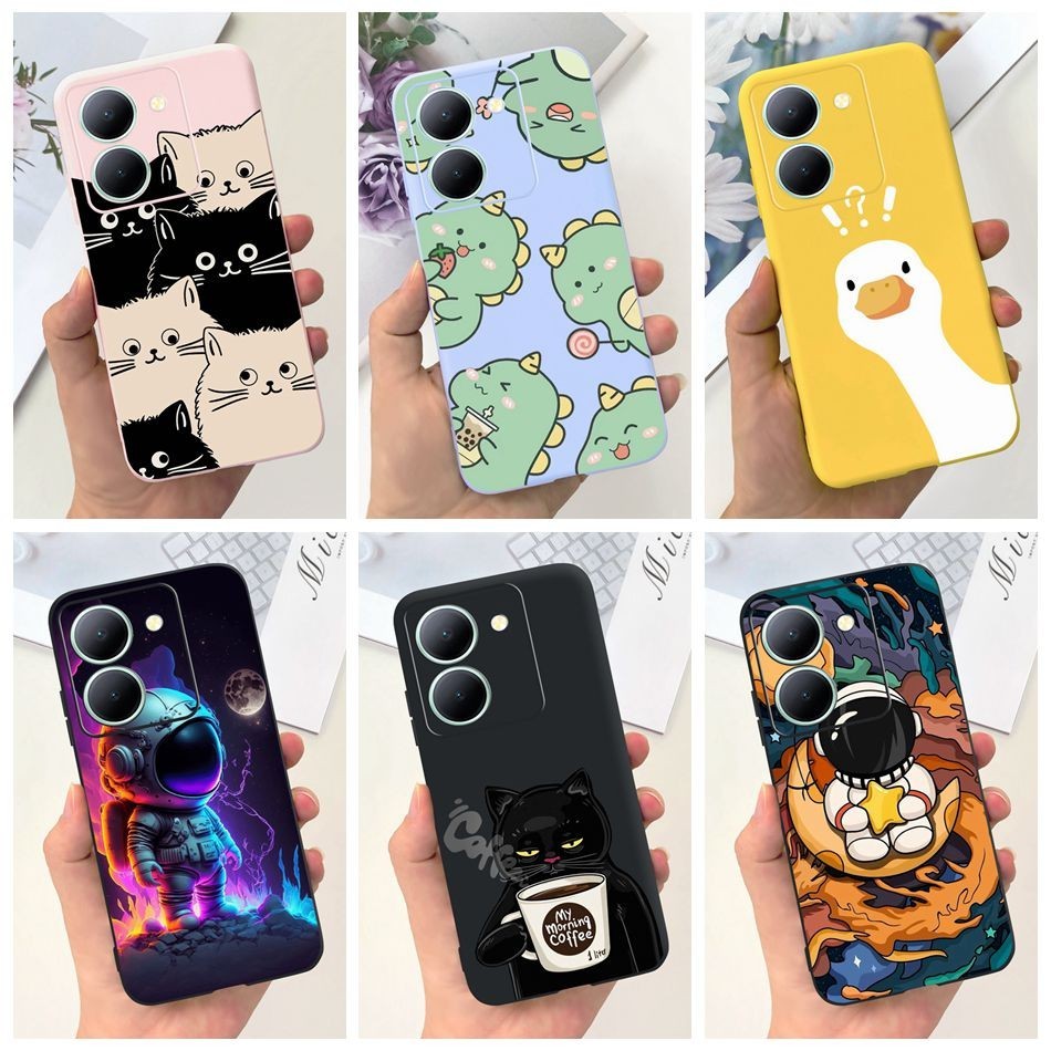 เคสโทรศัพท์มือถือ ซิลิโคนนุ่ม ลายการ์ตูนแมว ไดโนเสาร์ นักบินอวกาศน่ารัก สําหรับ Vivo Y27s Y27 5G Y36 4G 5G V2247 V2248 V2322 V2302