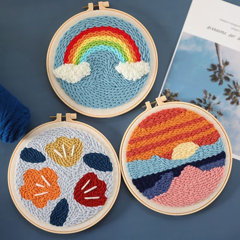 เซตปักฟู DIY •punch needle• ปักไหมพรม เย็บปักถักร้อย ชุดปักผ้า อุปกรณ์ครบ