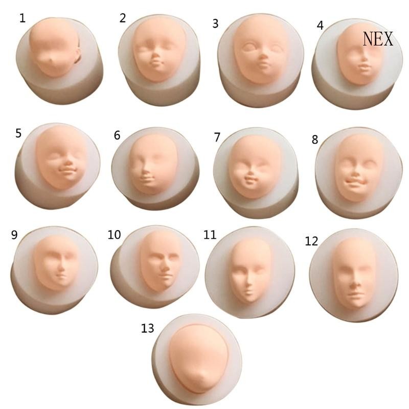 Nex แม่พิมพ์ซิลิโคน รูปใบหน้าตุ๊กตาเด็ก 3D สําหรับทําเค้ก ช็อคโกแลต ขนมหวาน คัพเค้ก สบู่