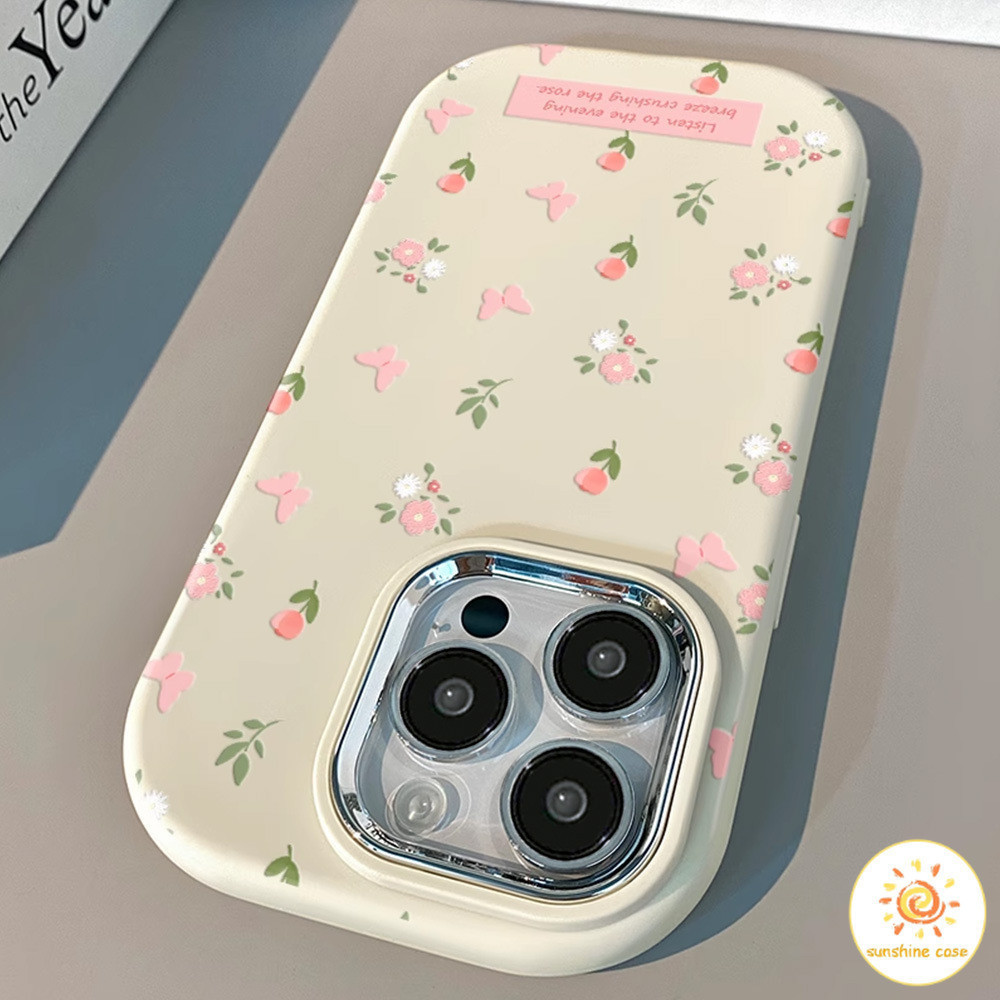 เคสโทรศัพท์มือถือลายผีเสื้อลายดอกไม้เล็ก กรอบชุบด้วยไฟฟ้า ไอโฟน11 For iPhone12 13 14 15Pro MAX X XS XR XS 7 8Plus SE2020
