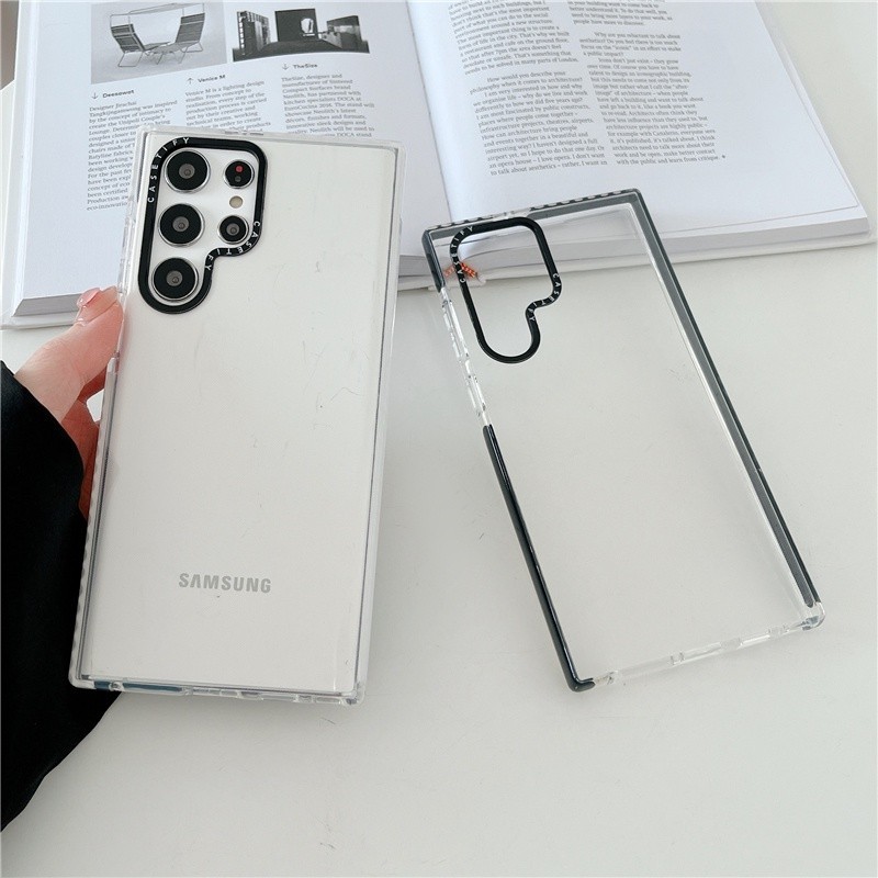 เคสโทรศัพท์มือถือ TPU แบบใส ป้องกันกระแทก สองสี สไตล์นักธุรกิจ สําหรับ Samsung Galaxy S23 S24 S21 S22 Ultra Plus