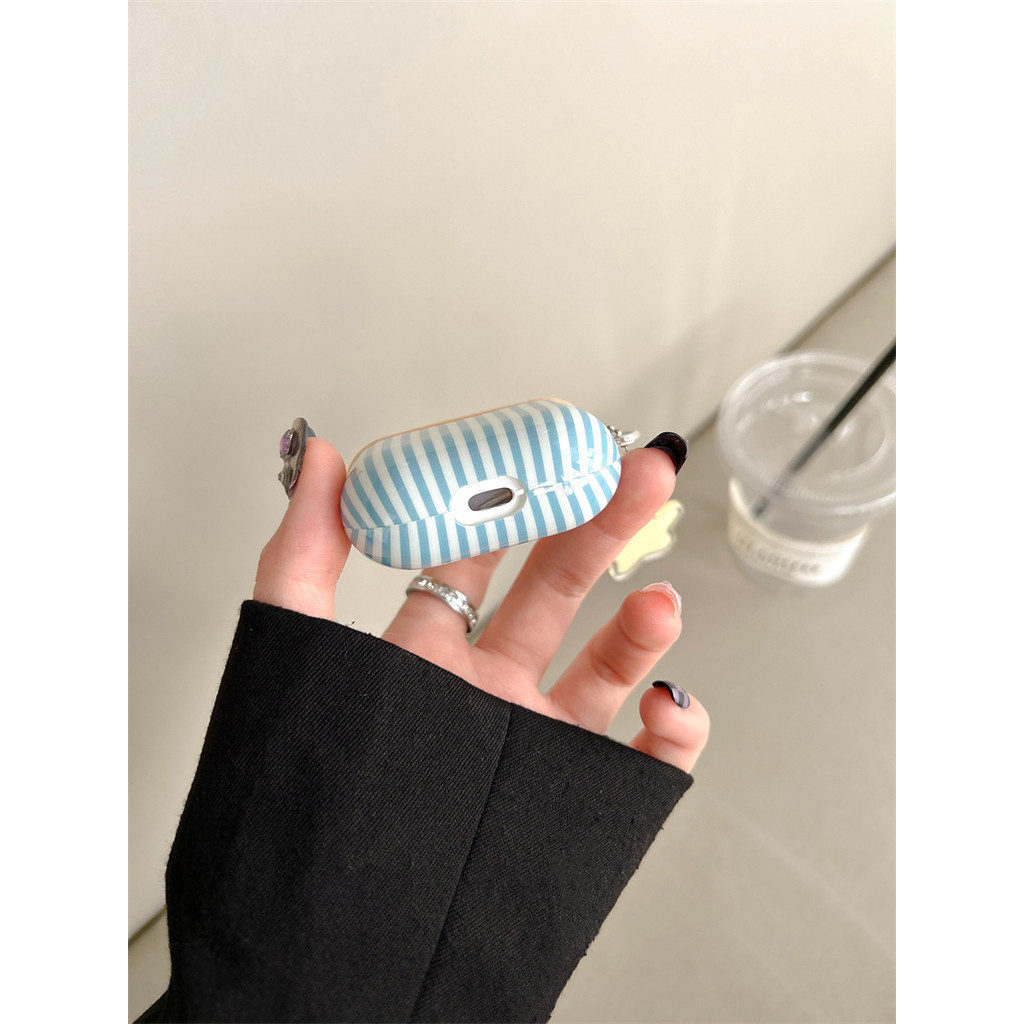 ลายทางสีเหลืองและสีน้ําเงินสําหรับ Airpods 1/2 3 Pro2 Pro3 Airpods4 耳机套装 无线蓝牙保护套 AirPods pro2 Pro3 3 4耳机保护套 - รูปที่ 6