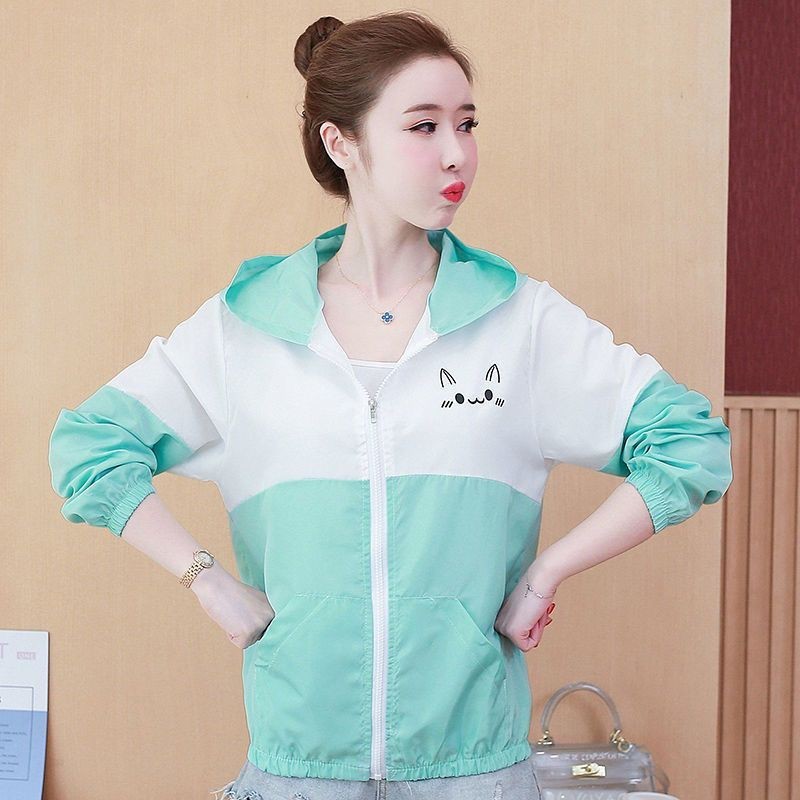 เสื้อโค้ทแขนยาว มีฮู้ด ทรงหลวม ป้องกันแดด แบบบาง สไตล์เกาหลี แฟชั่นฤดูร้อน สําหรับผู้หญิง 2024