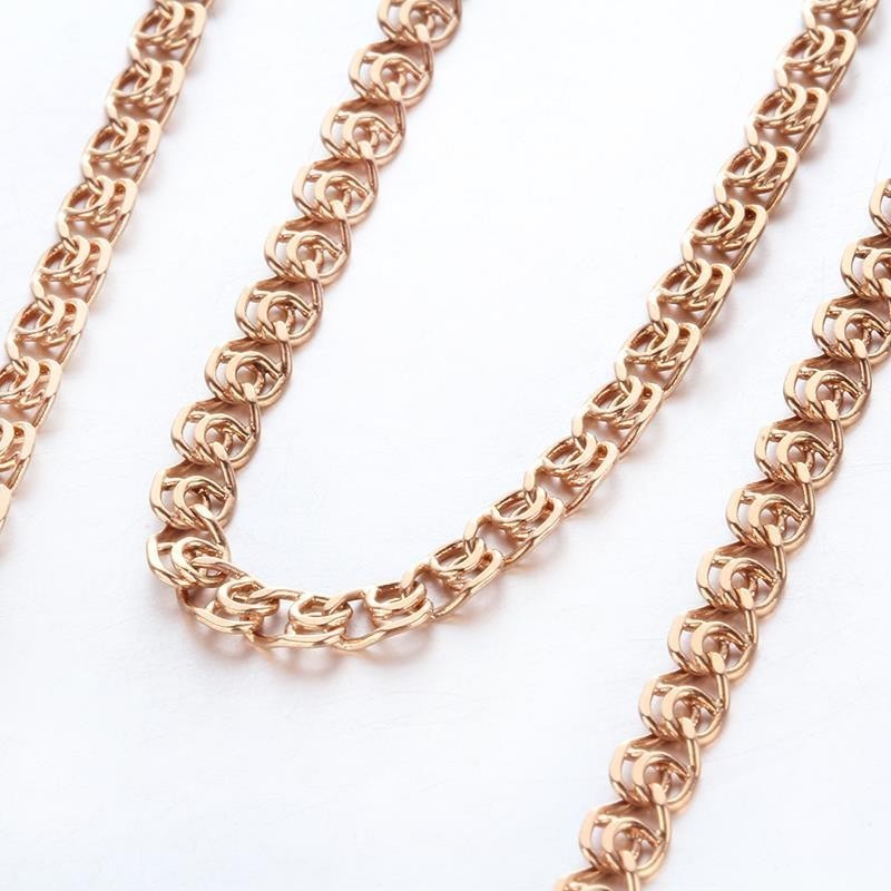 Pure 14K Gold รัสเซีย Au585 เก่าวัสดุสีม่วงสร้อยคอ Clavicle สี Gold Rose Gold ผู้ชายผู้หญิงสีทอง