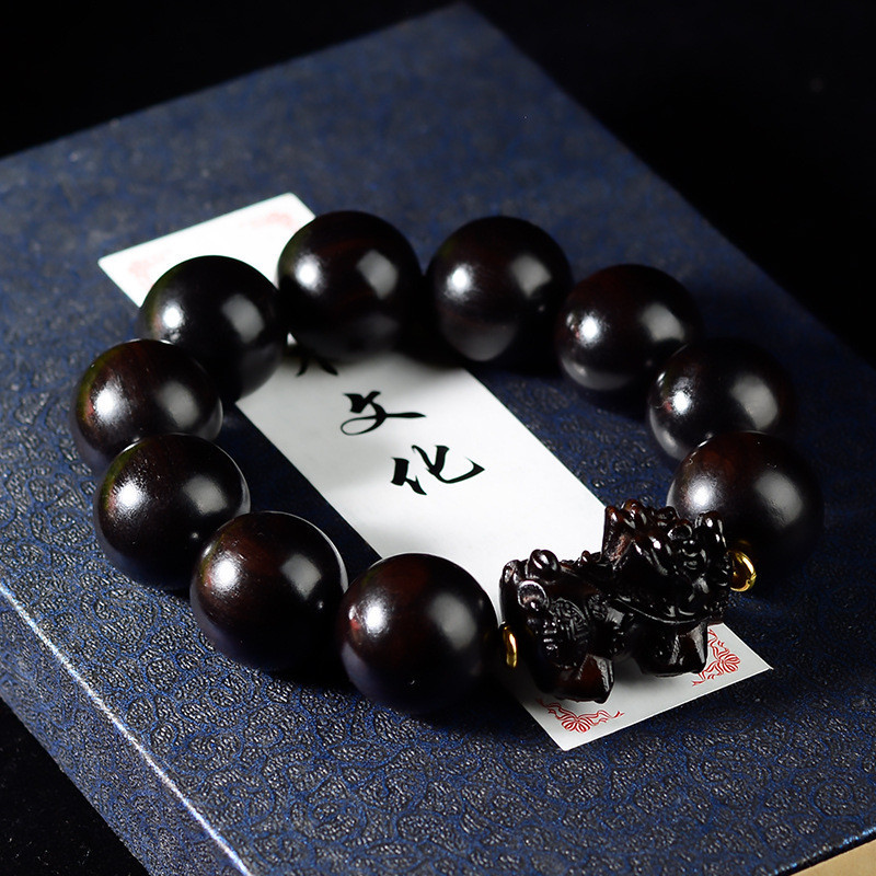 สร้อยข้อมือ ไม้จันทน์แกะสลัก สีม่วง สไตล์ชนเผ่า เรียบง่าย สําหรับผู้ชาย และผู้หญิง - รูปที่ 4