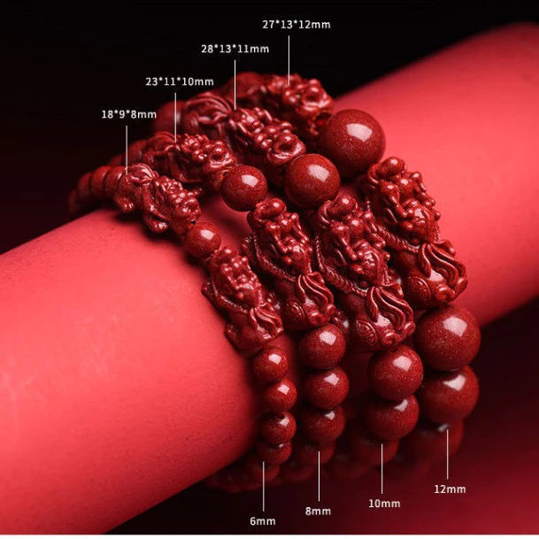 Blessed Cinnabar สร้อยข้อมือลูกปัด Pixiu สร้อยข้อมือ Unisex สีม่วงทองทราย Piyao สร้อยข้อมือดีเพื่อสุขภาพการไหลเวียนโลหิต กําไลลูกปัด