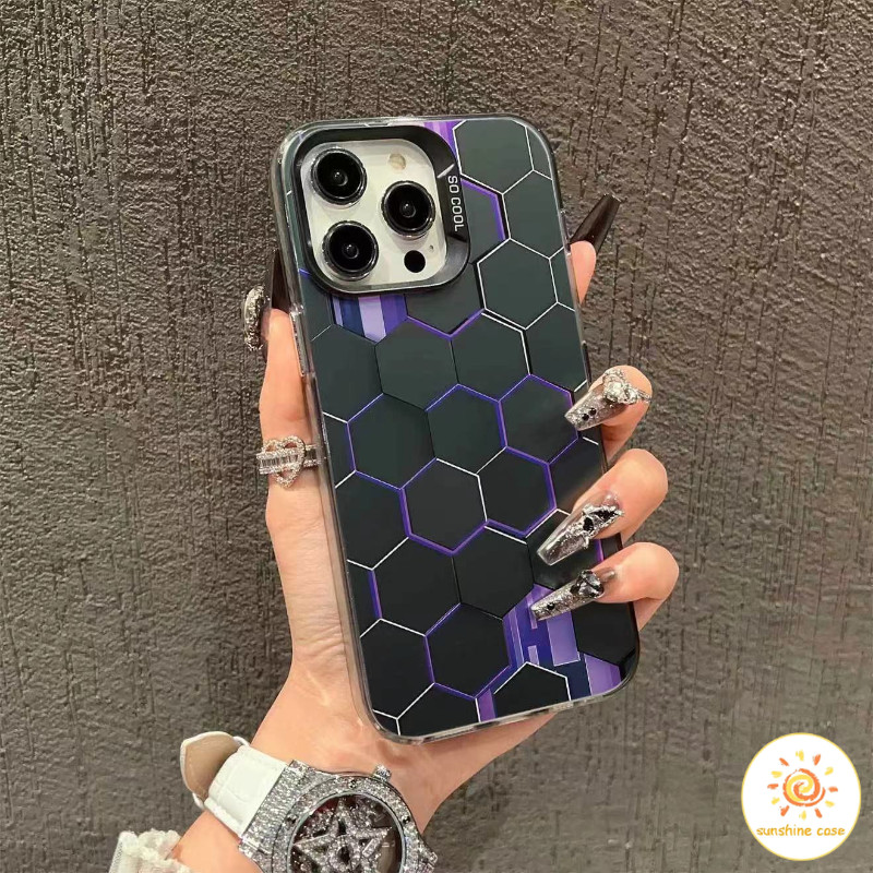 เคสโทรศัพท์ปุ่มโลหะรังผึ้ง 3D สุดเท่ ไอโฟน11 For iPhone 11 12 13 14 15Pro MAX X XS XR XS 6 7 8 Plus SE2020 เคสโทรศัพท์