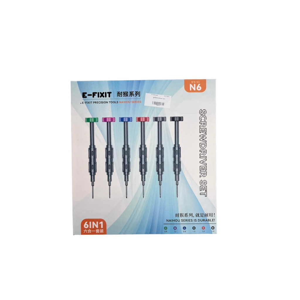 ดอกไขควง E-FIXIT 6in1 ไขควง 6ชิ้น กล่องมี6ชิ้น