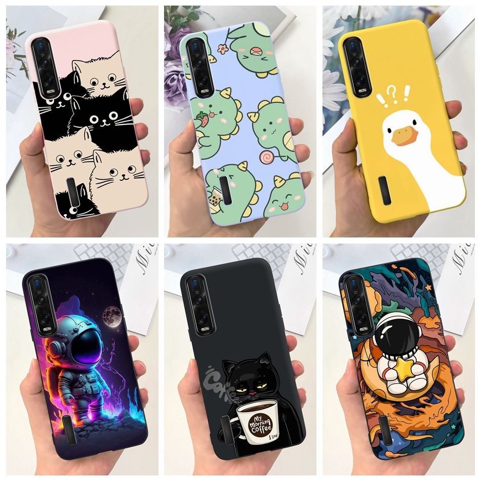 เคสโทรศัพท์มือถือ ซิลิโคนนิ่ม ลายการ์ตูนนักบินอวกาศ แมว ไดโนเสาร์น่ารัก สําหรับ Oppo Find X2 Pro CPH2025 Find X2 CPH2023 FindX2 X2Pro 5G
