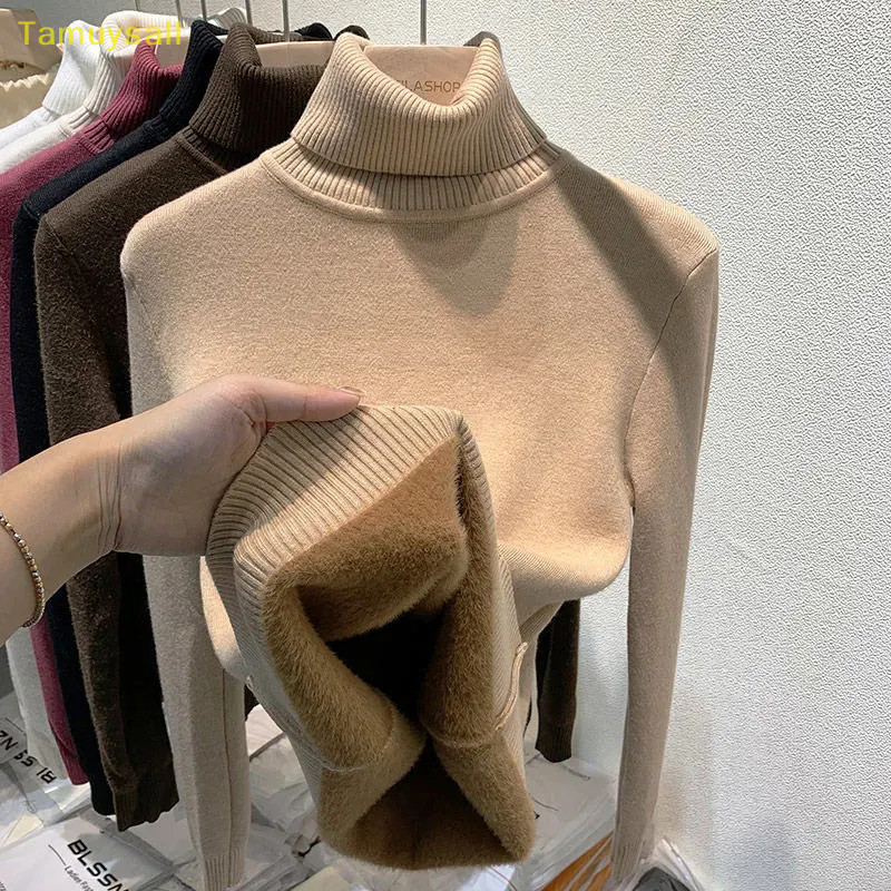 [TAMU] สีทึบคอเต ่ าPlusกํามะหยี ่ เสื ้ อกันหนาวผู ้ หญิงAll-Matchหนาถักด ้ านในOutwearผู ้ หญิงเสื ้ อกันหนาวYSA