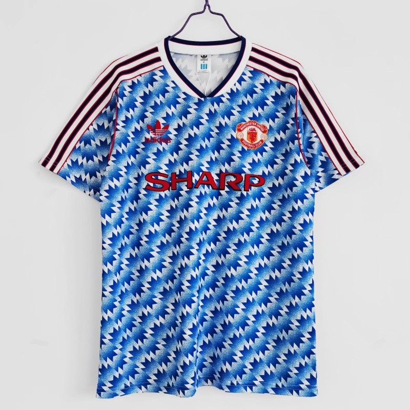เสื้อกีฬาแขนสั้น ลายทีมชาติฟุตบอล Manchester United 1990 92 ชุดเยือน สไตล์วินเทจ ไซซ์ S-XXL