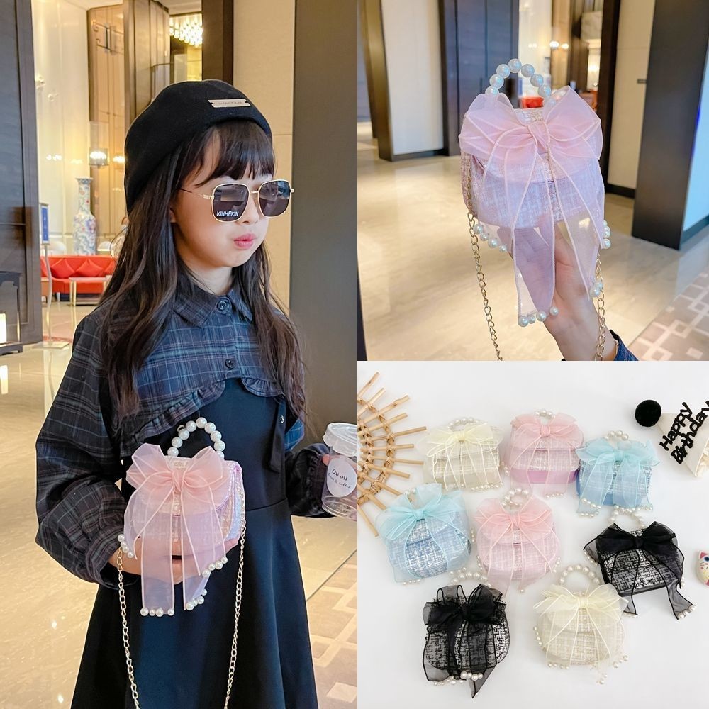 กระเป๋าสะพายข้างแบบโบว์น่ารักสำหรับเด็ก