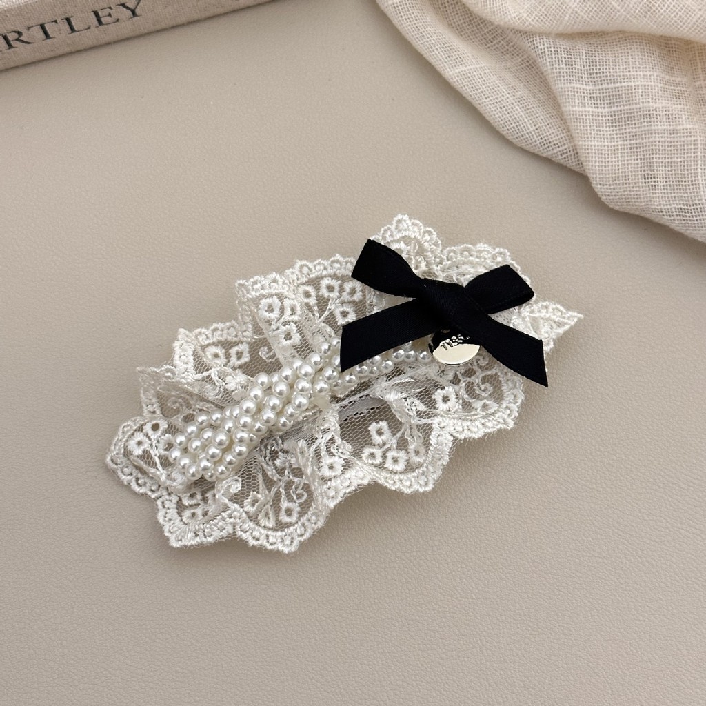 กิ๊บติดผม ผ้าลูกไม้ ลายดอกไม้ สีขาว สไตล์วินเทจ สําหรับผู้หญิง - รูปที่ 4