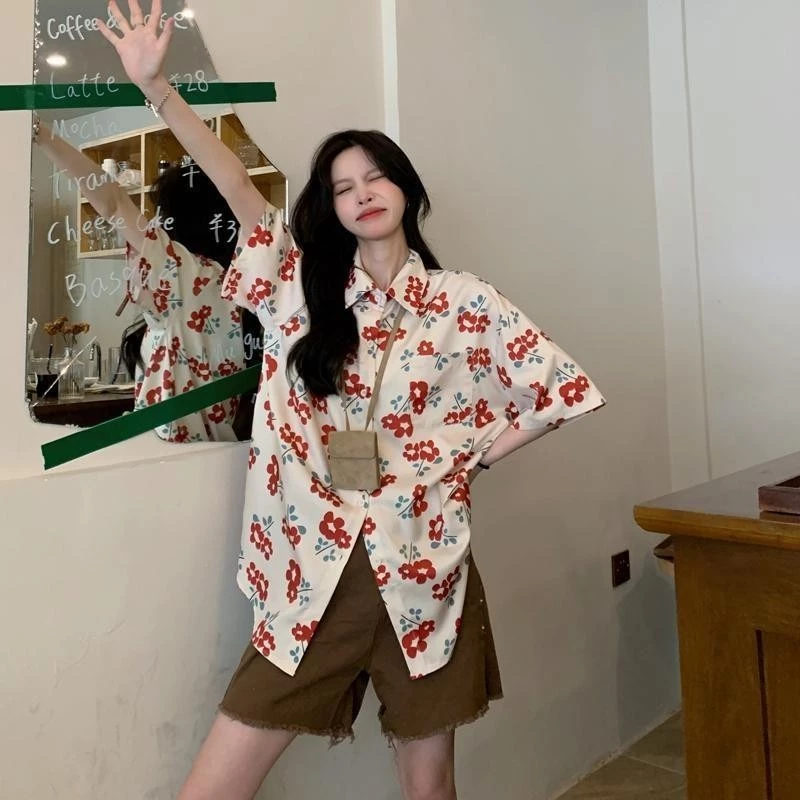 Dahong เสื้อฮาวายลายดอก แขนสั้น W370 thumbnail 7