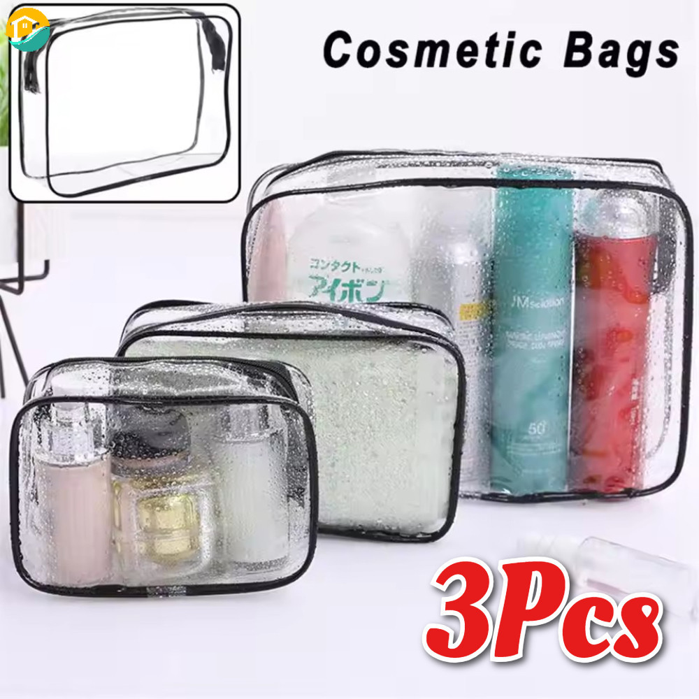 Simple PVC Clear กระเป๋าแต่งหน้าใสกันน้ํากระเป๋าเก็บเครื่องสําอางเดินทางกลางแจ้งกระเป๋าใส่อุปกรณ์อาบน้ํา