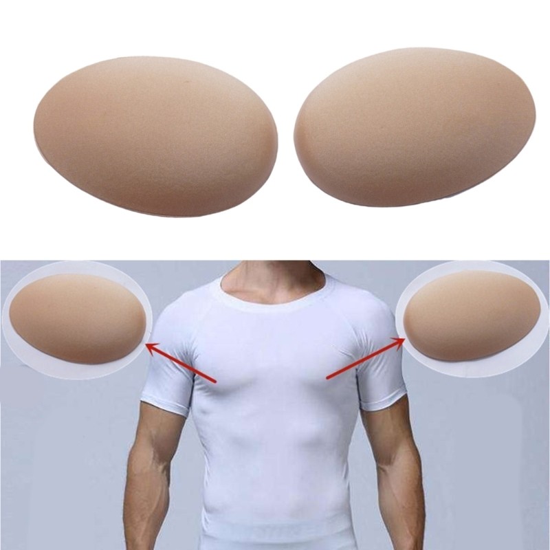 KIIK 2 ชิ้นกาว Mens Chest Muscle Pads กล้ามเนื้อที่มองไม่เห็น Push-up Pads Enhancer
