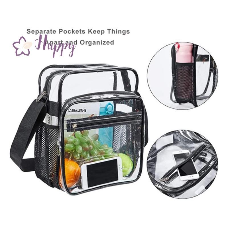 <Happybay> โปร่งใส PVC ไหล่ Crossbody กระเป๋าขนาดใหญ่ความจุกระเป๋าใสกระเป๋าเดินทาง Messenger กระเป๋ากันน้ําลดราคา