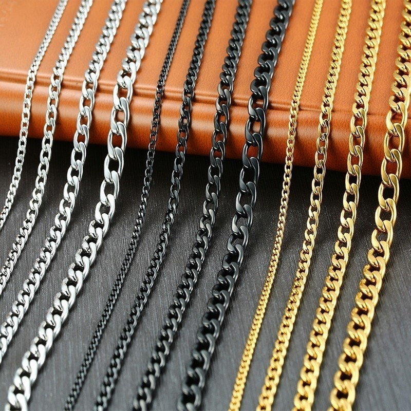 Vnox ผู้ชาย Cuban Link Chain สร้อยคอสแตนเลสสีดําทองสีชาย Choker colar เครื่องประดับของขวัญสําหรับเขา