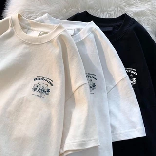 (จัดส่งตลอด 24 ชั่วโมง)เสื้อยืด Oversize เสื้อยืดโอเวอร์ไซส์ ลายแก้วกาแฟ วินเทจ สไตล์มินิมอล คอตตอน 100%