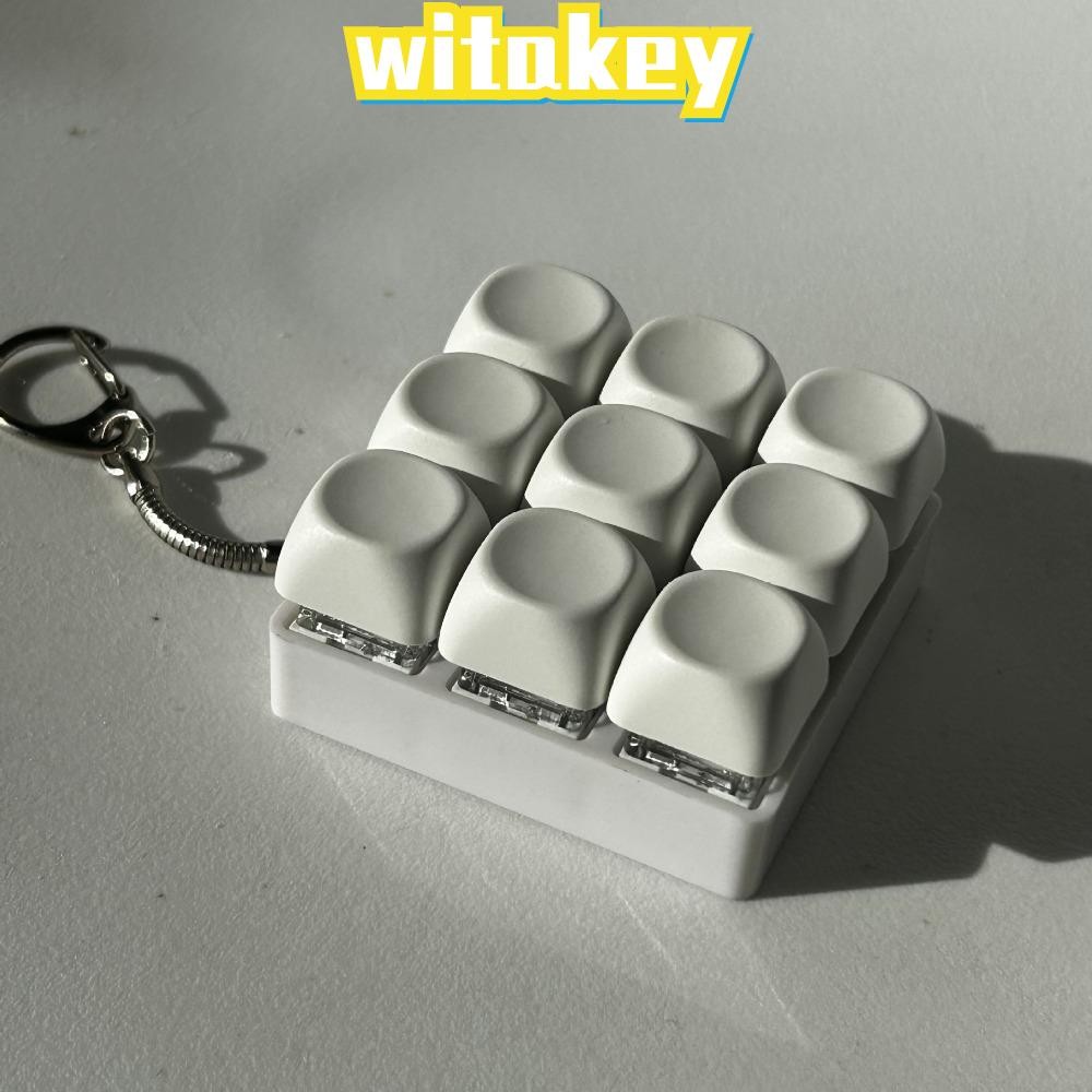 Witakey Fidget พวงกุญแจ, ปุ่มคีย์บอร์ด DIY ปุ่มคีย์บอร์ดนิ้ว, ปุ่มกดผ่านเวลา 4/9Keys Clicker ของเล่นผู้ใหญ่