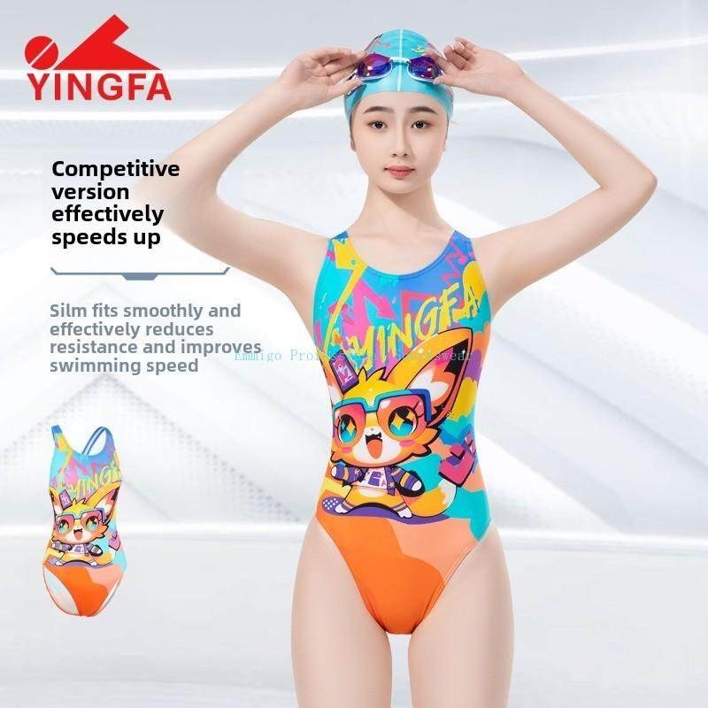 Yingfa 2025 ชุดว่ายน้ําแข่ง Pro ของผู้หญิงใหม่การ์ตูนพิมพ์ Quick-Dry High Performance ชุดว่ายน้ําการแข่งขัน One-Piece ชุดว่ายน้ําฝึกซ้อมกีฬา