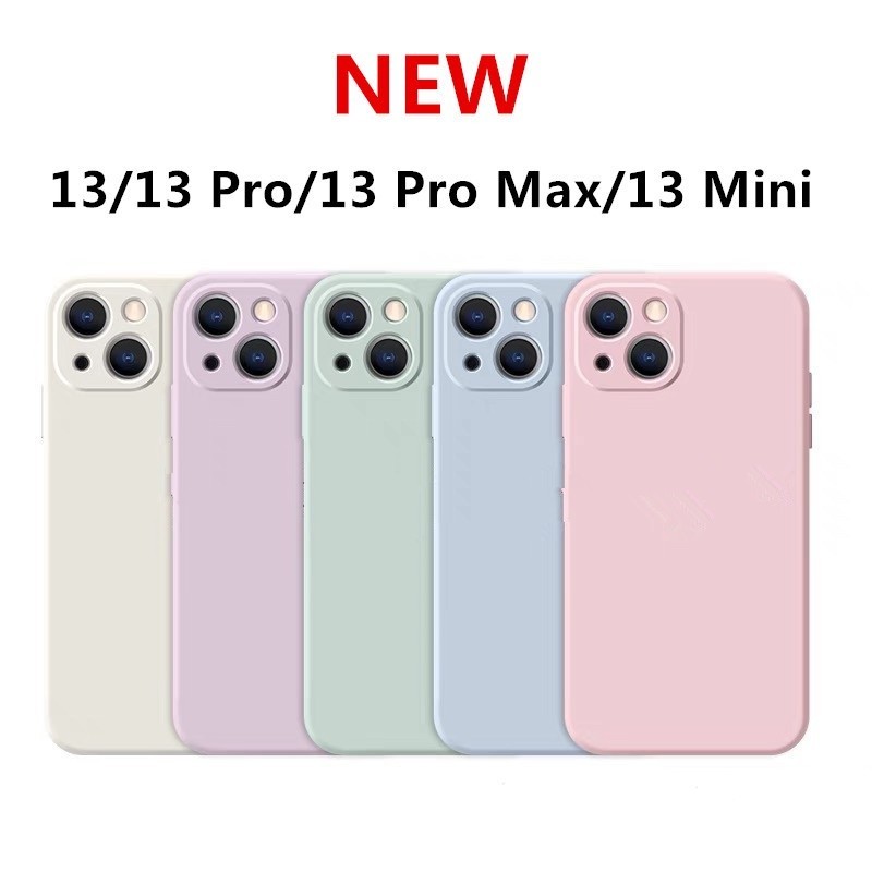 T🔥เคสขอบเหลี่ยม🔥 ใช้สำหรับ iP 13 Pro Max 13 Mini Phone PTU Case เคสซิลิโคน