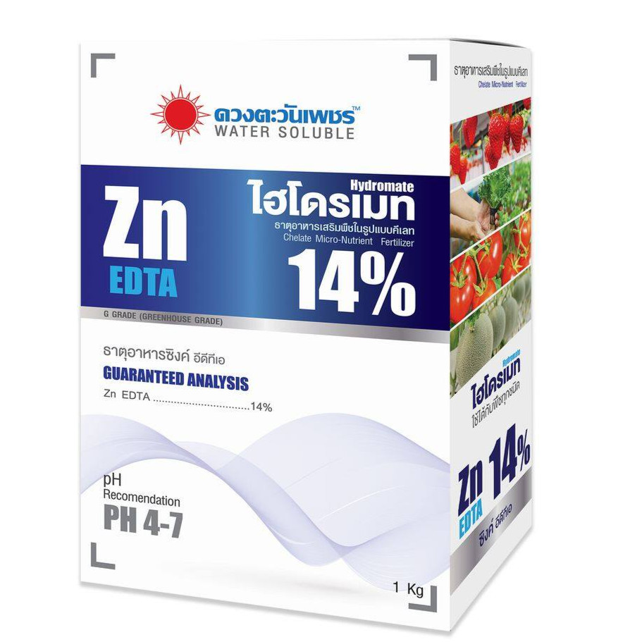 ปุ๋ย คีเลต ซิ้งค์ (สังกะสี) 14% Zn-EDTA ละลายน้ำได้ดี และสามารถดูดซึมไปใช้ได้ทั้งทางรากและทางใบ (แบ่งขาย) ดวงตะวันเพชร