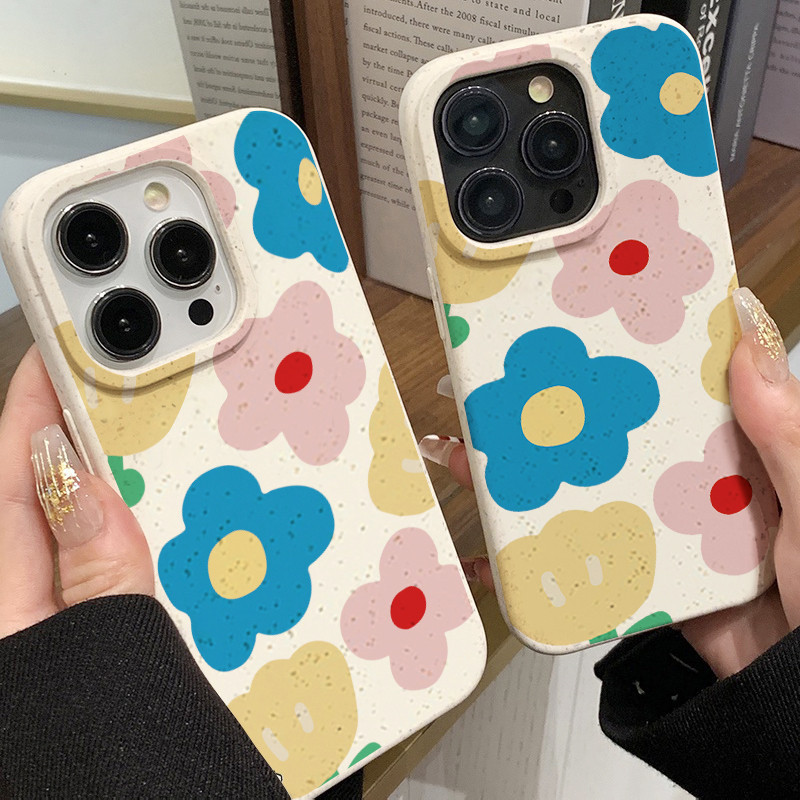 สำหรับ iPhone 11 13 For เคสไอโฟน14 15 12 Pro Max X XS XR 6 7 8 14 15 Plus 12 13MINI ดอกไม้สีสัน รุ่น TPU กรณีซิลิโคนนุ่ม