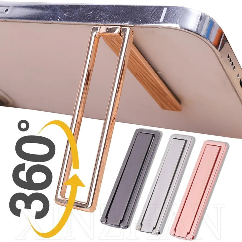 360°ที่วางโทรศัพท์ตั้งโต๊ะ อลูมิเนียม หมุนได้ เข้ากันได้กับ iPhone & Android โทรศัพท์ - มองไม่เห็น, มีกาวในตัว - ขาตั้งโทรศัพท์มือถือแท็บเล็ต แบบสากล