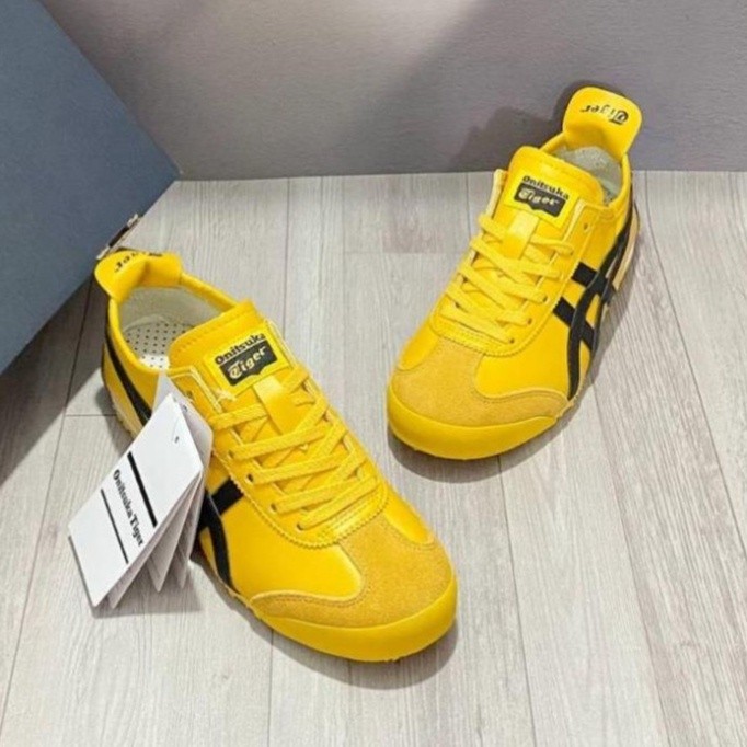 Onitsuka Tiger Mexico 66 รองเท้าผ้าใบ สีเหลือง แบบเต็มกล่อง เทรนด์ใหม่ 2023