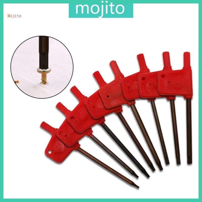 Mojito T5-T6 T7 T8 T9 T10 T15-T20 ประแจขันธง สีแดง สําหรับเครื่องกลึง สกรู Torx