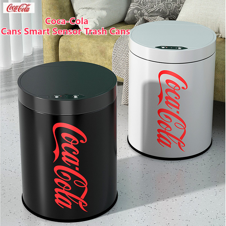 Hs Coca-Cola ถังขยะสเตนเลส ความจุเยอะ 12 ลิตร 15 ลิตร ชาร์จ USB หรูหรา สําหรับห้องนั่งเล่น ห้องครัว ห้องน้ํา