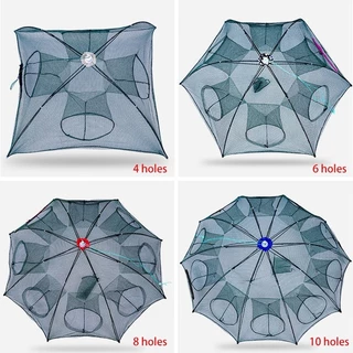 แพ็ค 10 ชิ้น มุ้งดักปลา4ช่อง 6 ช่อง 8ช่อง 10ช่อง ตาข่ายดักปลา กระชังปลา ที่ดักปลา ที่ดักกุ้ง พับเก็บได้