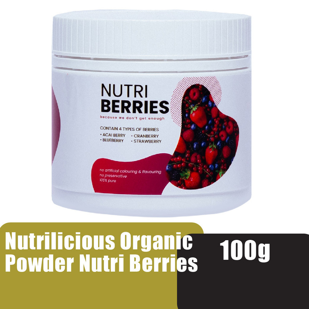 Nutrilicious Organic Nutri Berries 100g - ผง Acai Berry ผง Acai Natural Anti-Aging Superfood Powder