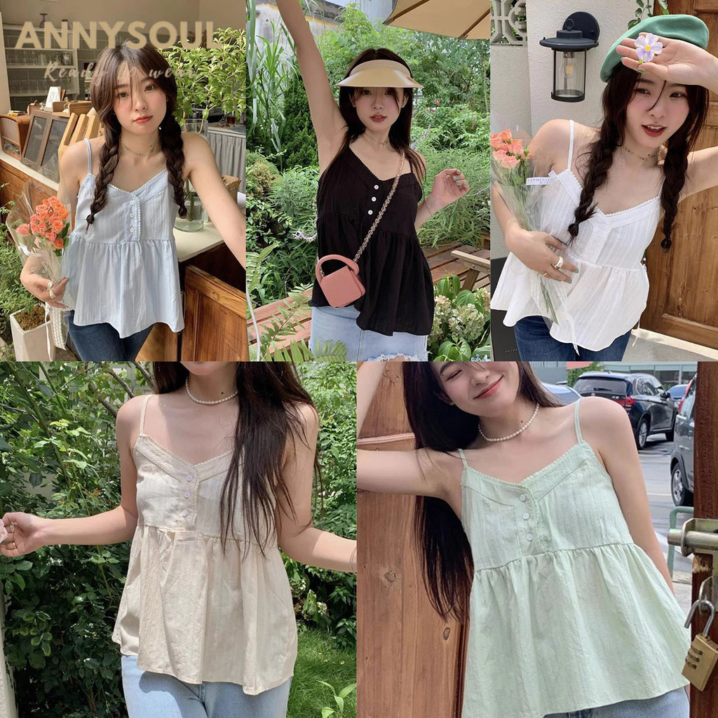 เสื้อสายเดี่ยวสไตล์เกาหลี สีพาสเทล งานน่ารักหวานละมุนสุดๆ