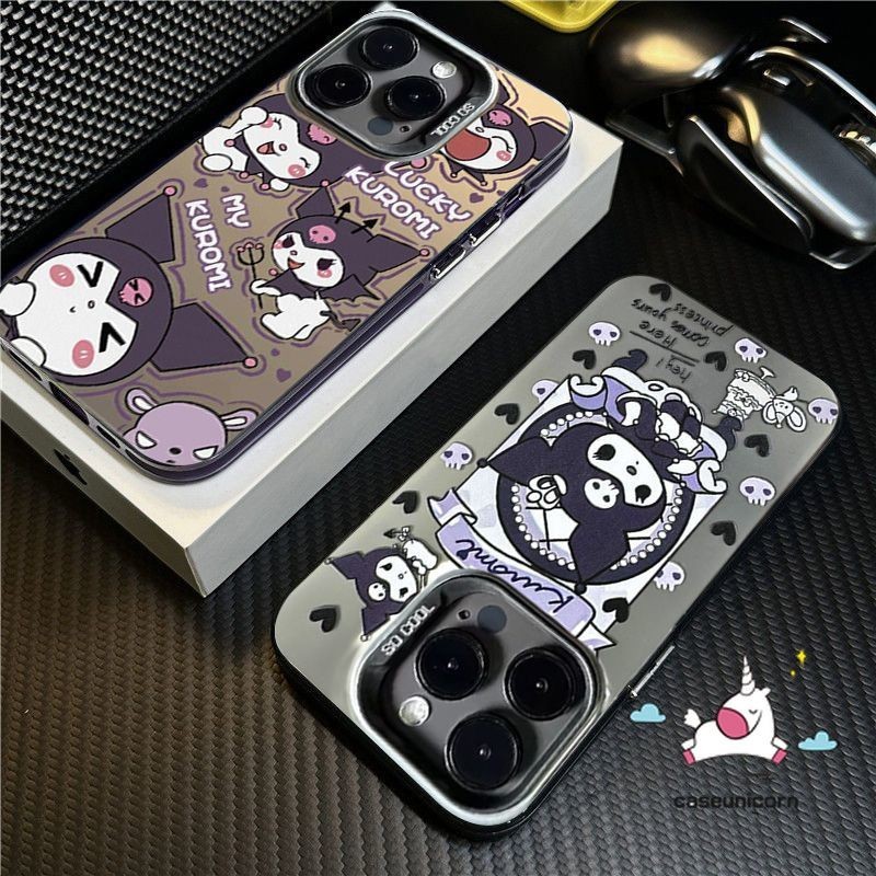เคสโทรศัพท์มือถือ ชุบโลหะ ลายการ์ตูน Happy Kuromi น่ารัก หรูหรา สําหรับ IPhone 7Plus 14 11 12 15 13 Pro Max XR XS Max X 8 7 Plus SE 2020