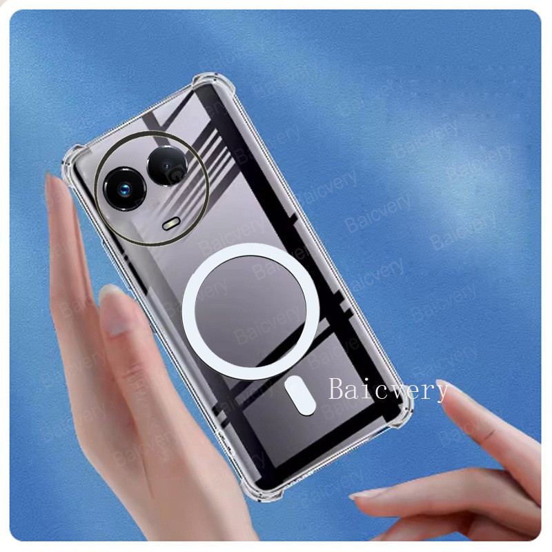 เคสโทรศัพท์มือถือ ซิลิโคนนิ่ม TPU ใส พร้อมแหวนแม่เหล็ก สําหรับ Realme 11X RMX3785 Realme 11 5G RMX3780 Realme11