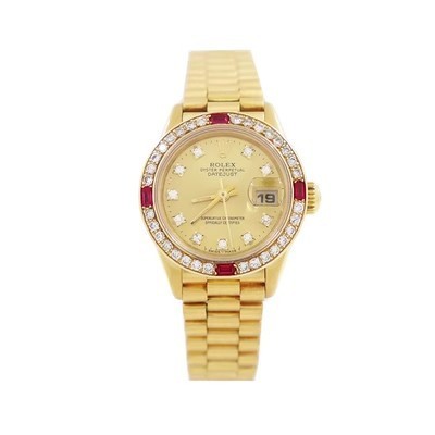 Rolex Diary 18K Gold 69178 นาฬิกาเพชรด ้ านหลัง Female Mechanical Bezel การกําหนดค ่ าด ้ านหลัง Rolex