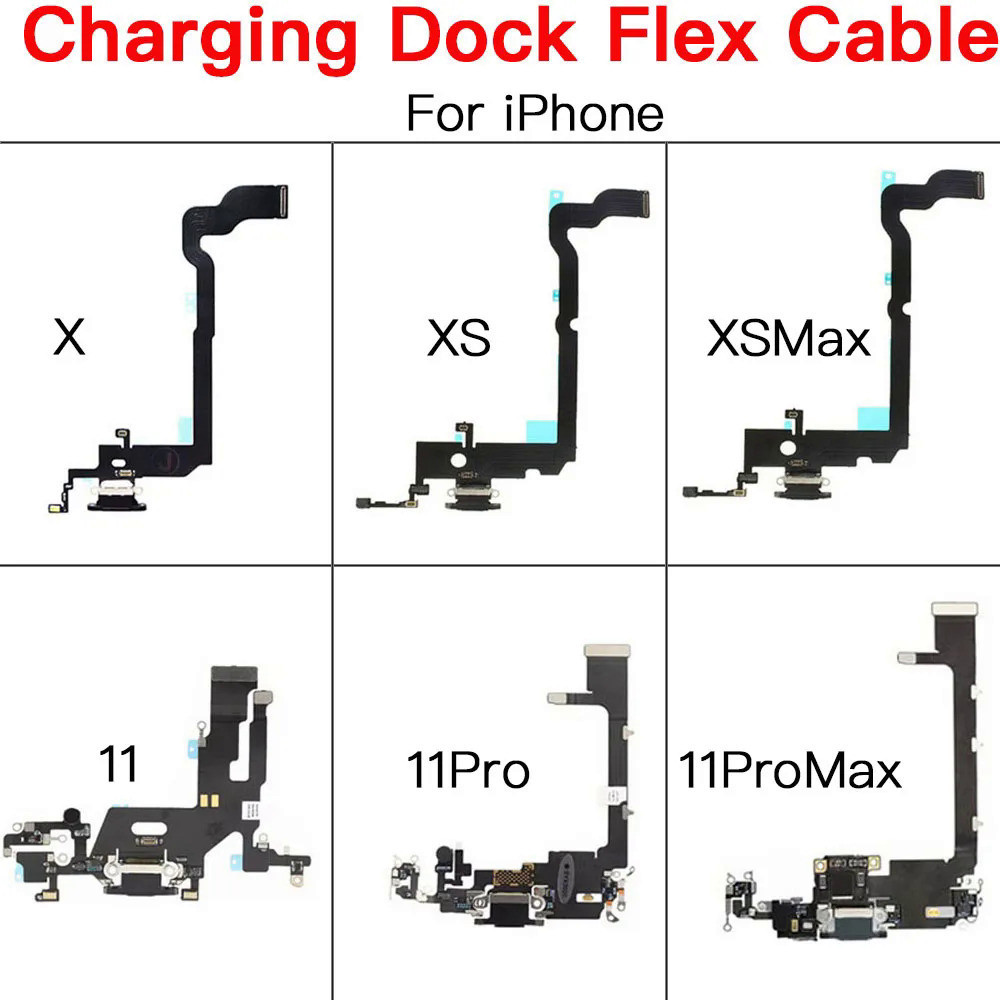 แท่นชาร์จ USB พอร์ตเชื่อมต่อสายเคเบิลอ่อน อะไหล่เปลี่ยน สําหรับ iPhone 11 Pro X XR XS Max