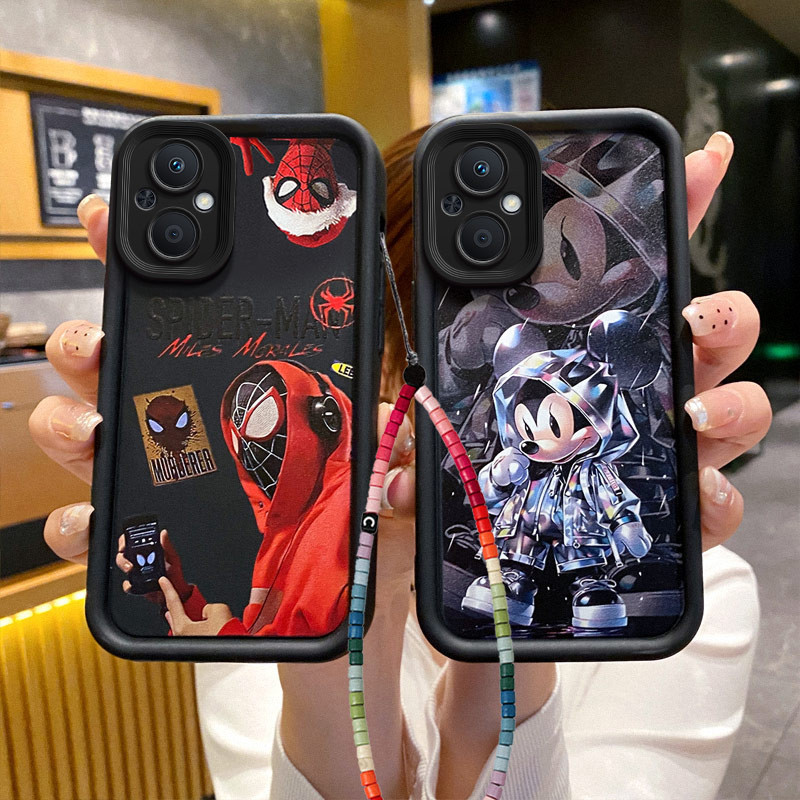 เคส oppo reno 7z 5g เคส oppo reno 8z 5g เคสโทรศัพท์มือถือ ลายการ์ตูน สีดํา สําหรับ
