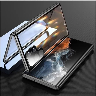 สําหรับ Samsung Galaxy S26 S25 S24 S23 22 Ultra/Plus S25 S24 S23FE เคสโทรศัพท์ 360° โลหะแม่เหล็กกันกระแทกเต็มรอบทิศทาง ความละเอียดสูง กระจกเหนียวกล้องเลนส์ป้องกันพลิกล็อคปก