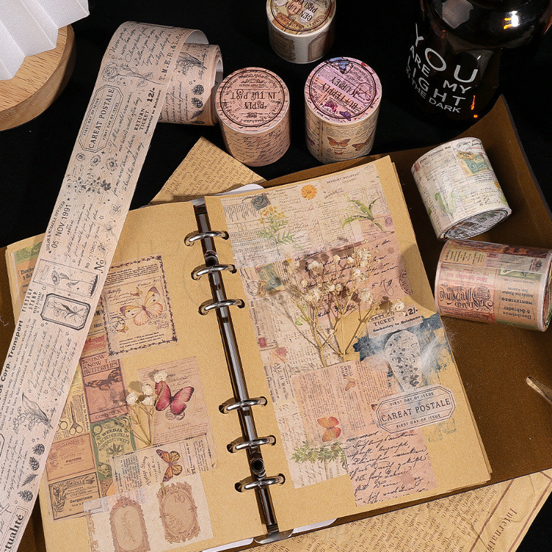 ปกตกแต่งสมุดไดอารี่ DIY - สติกเกอร์ปะติดปะต่อกันภาษาอังกฤษย้อนยุค - กระดาษม้วน PVC - ยุโรปคลาสสิกกันน้ํา - สติกเกอร์ Guka กาวในตัว
