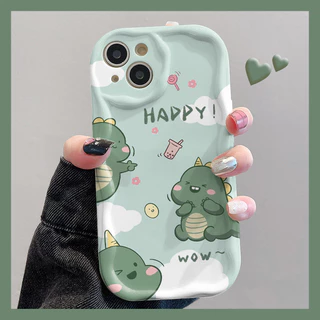 【ส่งจากไทย】จัดส่งภายใน 48 ชั่วโมง 3Dการ์ตูนไดโนเสาร์มีความสุข เคสสำหรับไอโฟน11 For iPhone 11 12 13Pro Max 7 8 Plus SE2