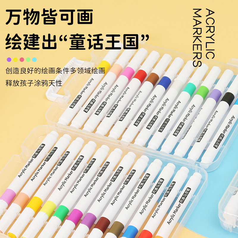 Acrylic Marker ปากกาอะคริลิค ปากกามาร์กเกอร์อะคริลิค 12/24/36/48/60/80สี สามารถเขียนบนแก้ว พลาสติก หรือโลหะได้ Acrylic marker pen ปากกาสีน้ำ Guka DIY สำหรับเด็ก กราฟฟิตี้