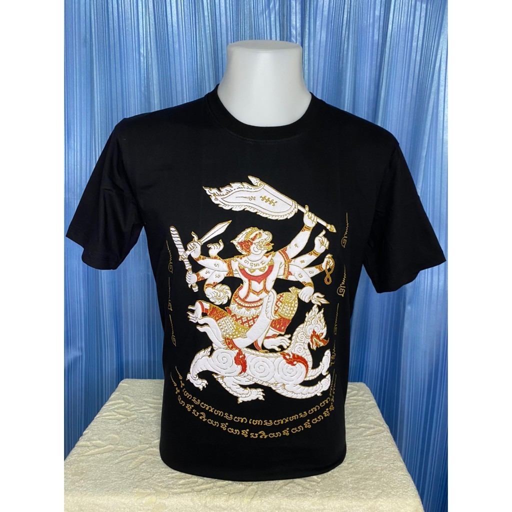 (🔥พร้อมส่ง🔥)  เสื้อยืด หนุมานทรงนรสิง แขนสั้น ผ้า cotton com32 สกรีนหน้าหลัง เสื้อสวย ราคาถูกS-5XL