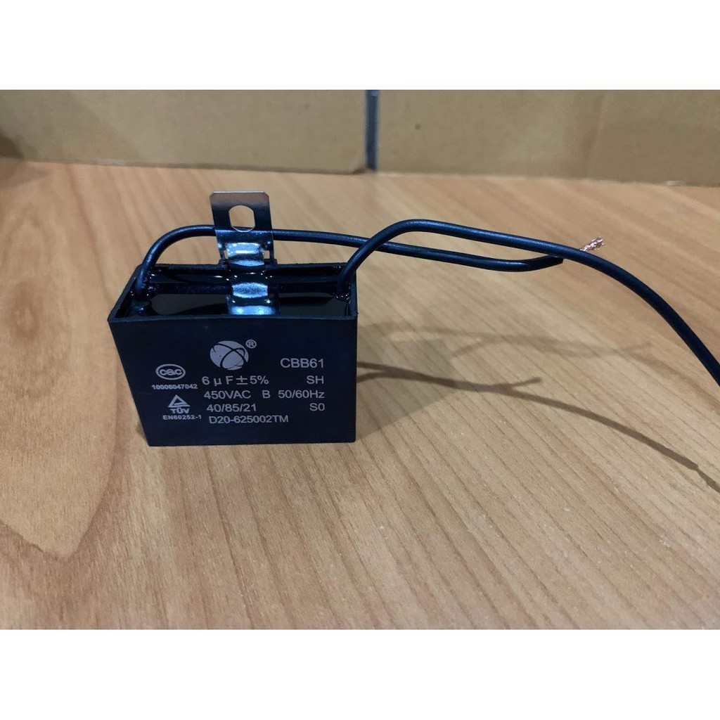 ตัวเก็บประจุ คาปาซิเตอร์ คาปาซิเตอร์พัดลม แคปพัดลมแอร์  6uf แบบสาย Capacitor  พัดลม แคป พัดลม มอเตอร
