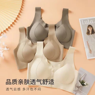 ชุดชั้นในไร้รอยต่อ ขนาดใหญ่ ไขมันมม. ยอดนิยม ขี้เกียจ ด้ายด้านหน้า เปิดกระดุม ดึง บาง หน้าอกเล็ก รวบรวม ไม่มีแหวนเหล็ก เสื้อกล้าม ชุดชั้นใน