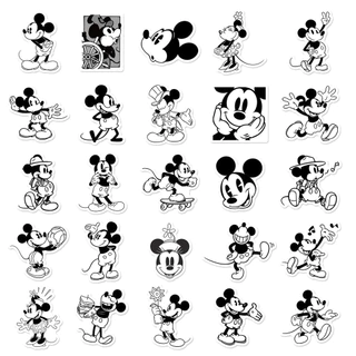 50ชิ้นน่ารักการ์ตูนสีดําและสีขาวมิกกี้เมาส์กันน้ําสติ๊กเกอร์กราฟฟิตีสําหรับหมวกกันน็อคจักรยานบัญชีมือกรณีดินสอ ง เอแคลส์ แลนสติ๊กเกอร์เวิลด์
